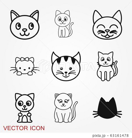 Cat icon set vector illustration symbol Stock Vector by ©slalomop 107069186