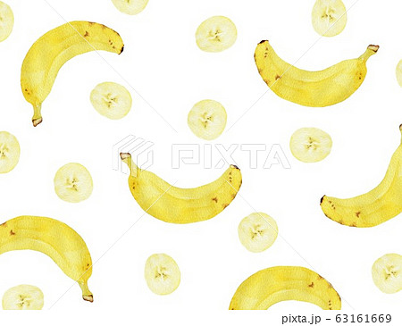 バナナ柄 水彩 イラストのイラスト素材
