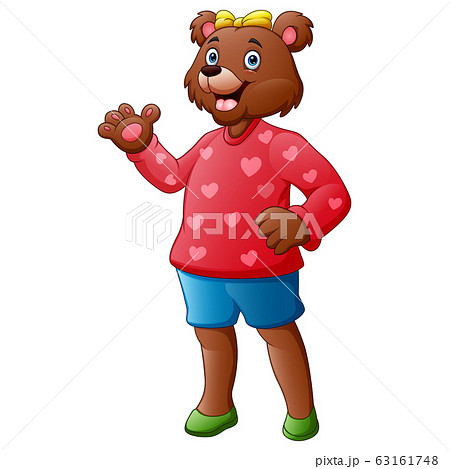 Cute Bear Girl In A Sweaters And Shortsのイラスト素材
