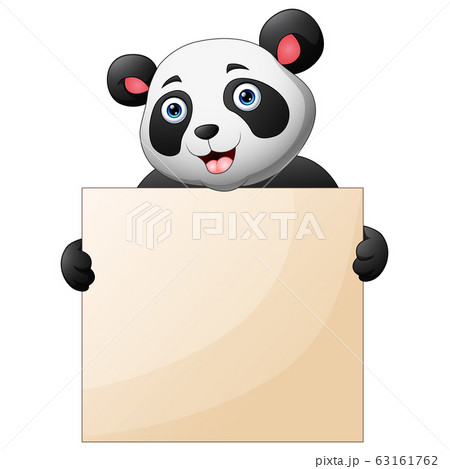 Cute a panda holding blank sign with both hands 63161762