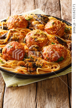 Italian meatballs with a side dish of spaghetti Italian meatballs with a side dish of spaghetti 63162571