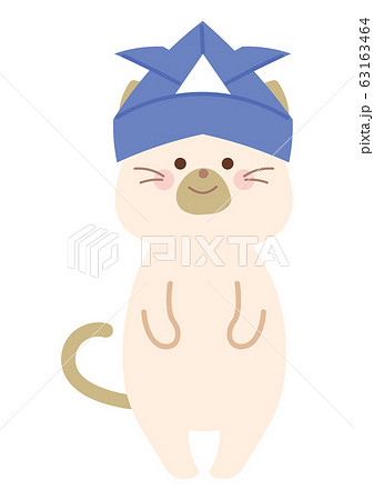カブトを被るネコのイラスト カブトを被るネコのイラスト 63163464