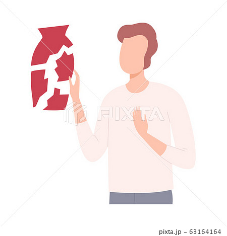 Lonely and Sad Young Man with Broken Vessel Flat Vector Illustration Lonely and Sad Young Man with Broken Vessel Flat Vector Illustration 63164164