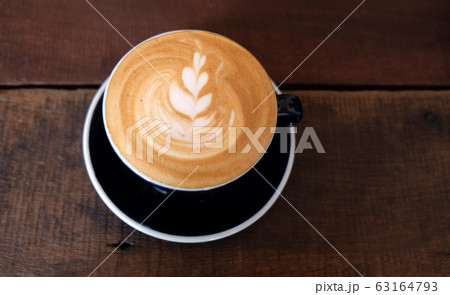 Cappuccino or latte with frothy foam, black coffee 63164793