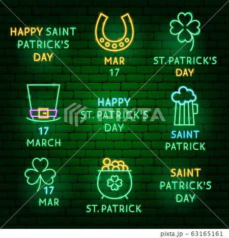 Saint Patrick Day Neon Label Set Saint Patrick Day Neon Label Set 63165161