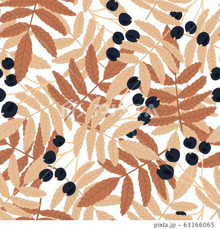 Berry and leaf seamless pattern. Botanical 63166065