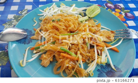 Traditional Thai cuisine. Thai noodles with lime and seasonings 63166273
