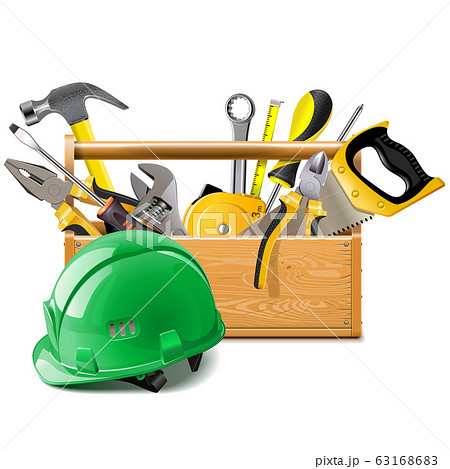 Vector Toolbox with Construction Helmet Vector Toolbox with Construction Helmet 63168683