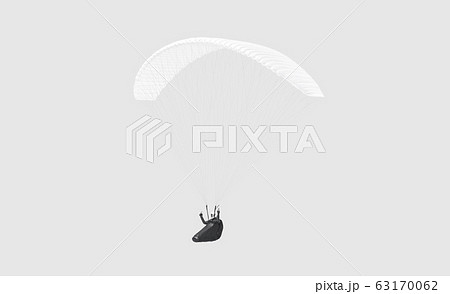 Blank White Paraglider With Person In Harness のイラスト素材