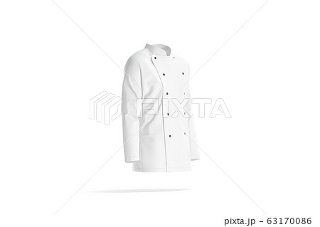 Blank white chef jacket with buttons mock up, side view Blank white chef jacket with buttons mock up, side view 63170086