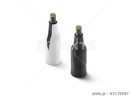 Blank black and white collapsible beer bottle koozie mock up Blank black and white collapsible beer bottle koozie mock up 63170087