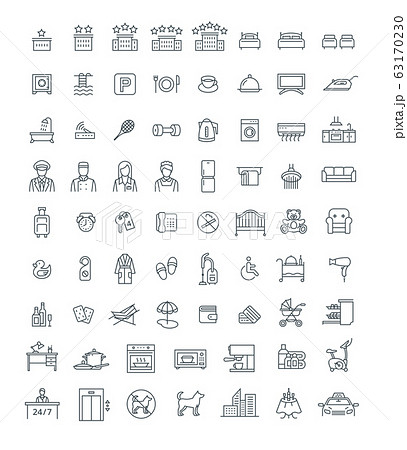 Booking hotel room services thin line vector icons Booking hotel room services thin line vector icons 63170230