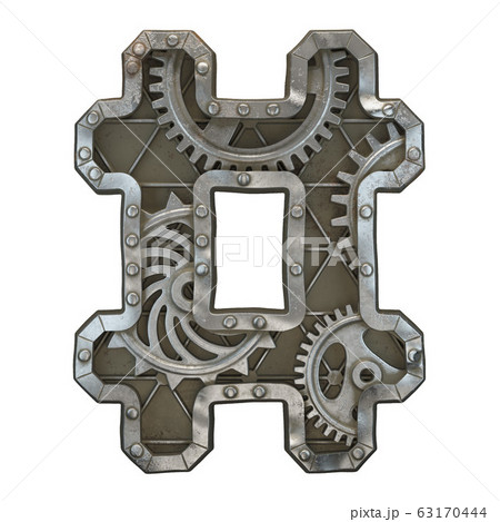 Mechanical Alphabet Made From Rivet Metal With のイラスト素材