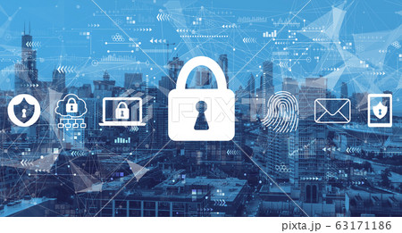 Internet network security concept with downtown Chicago Internet network security concept with downtown Chicago 63171186
