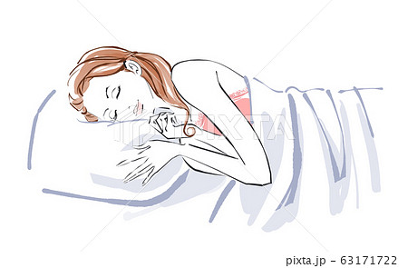 眠る女性　寒色のリネン 63171722