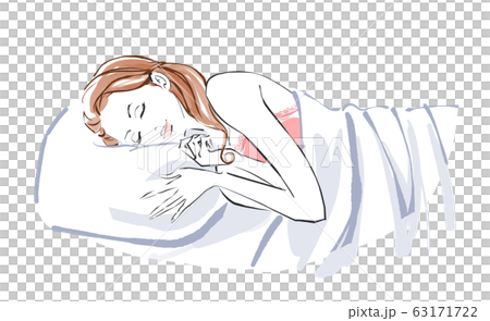 眠る女性　寒色のリネン 63171722