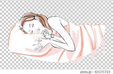 眠る女性　暖色のリネン 63171723