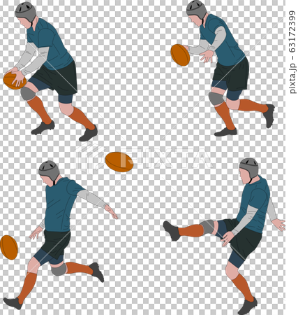 rugby player kicking ball in four steps color rugby player kicking ball in four steps color 63172399