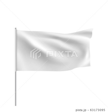 White flag waving in the wind. Realistic 3D horizontal vector flag template for advertising and White flag waving in the wind. Realistic 3D horizontal vector flag template for advertising and 63173095