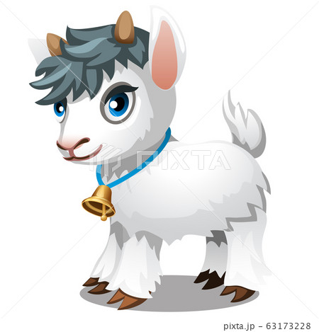 Cute little goat isolated on a white background. Vector cartoon close-up illustration. 63173228