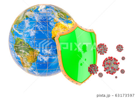 Earth Globe with shield. Protection of Earth Globe Earth Globe with shield. Protection of Earth Globe 63173597