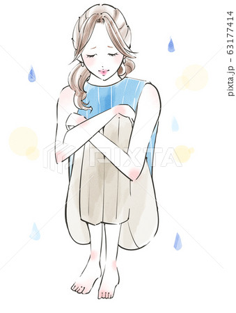 悲しむ女性のイラスト素材