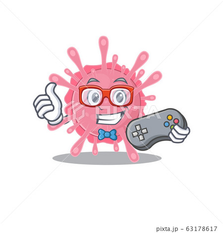 Cool gamer of corona virus germ mascot design style with controller Cool gamer of corona virus germ mascot design style with controller 63178617