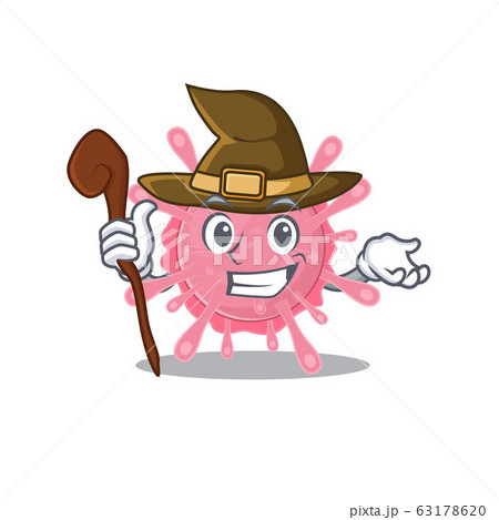 Cute and sneaky Witch corona virus germ cartoon design style Cute and sneaky Witch corona virus germ cartoon design style 63178620