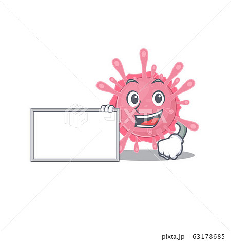 Corona virus germ with board cartoon mascot design style Corona virus germ with board cartoon mascot design style 63178685