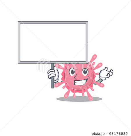 Corona virus germ cute cartoon character bring a board Corona virus germ cute cartoon character bring a board 63178686