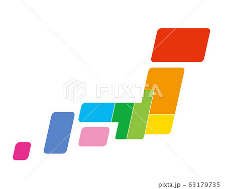 地図素材 簡略化された日本地図 マップ 都道府県 日本列島 地図 地形 全国 簡易 切り離せるのイラスト素材