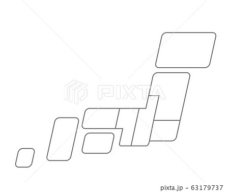地図素材 簡略化された日本地図 マップ 都道府県 日本列島 地図 地形 全国 簡易 切り離せるのイラスト素材