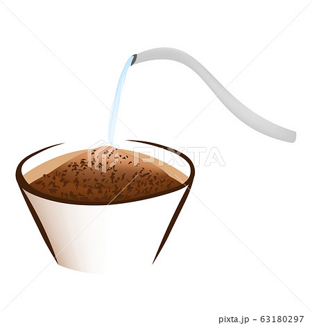 コーヒーの粉にお湯を注ぐのイラスト素材