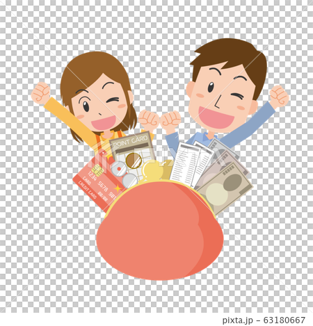 がま口財布　夫婦　笑顔　貯める　家計　生活 63180667