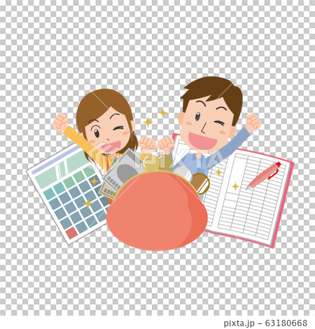 錢包錢包情侶微笑保存家庭賬簿計算家庭生活 63180668