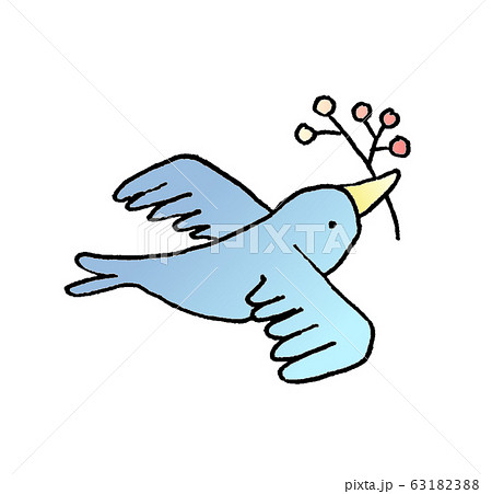 青い鳥 手書き風のイラスト素材 6313