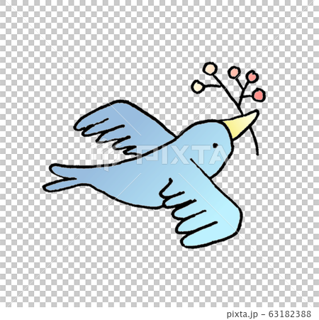 青い鳥 手書き風のイラスト素材 6313