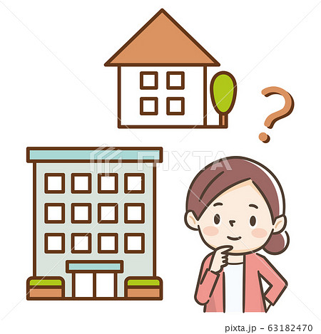 一戸建てかマンションか迷う女性 63182470