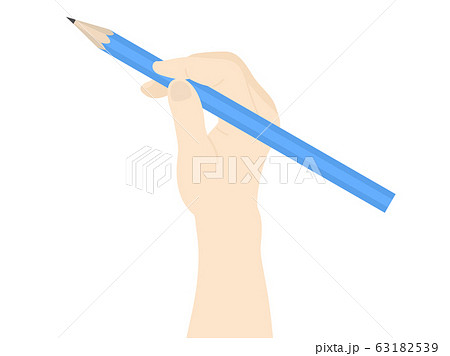 鉛筆を持った手のイラストのイラスト素材