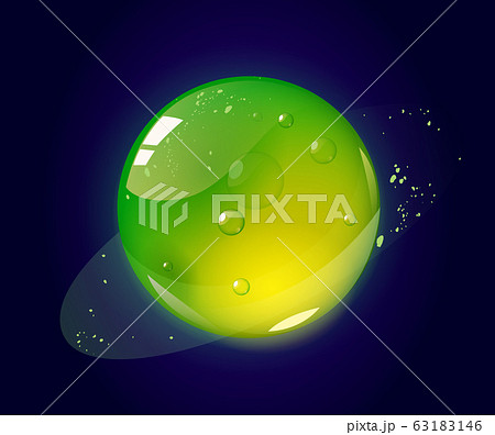 Vector cartoon Green jelly planet in outer space 63183146