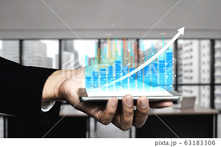 Double Exposure Image of Business Profit Growth 63183306