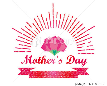 母の日のロゴマーク アイコン カーネーションとハートと集中線のデザイン Mother S Dayのイラスト素材