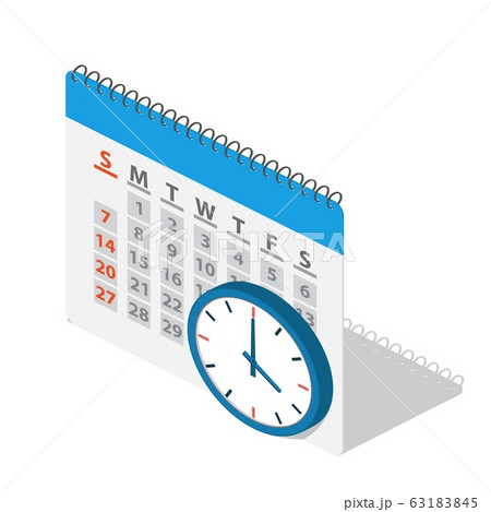 Calendar and clock in isometric. Calendar and clock in isometric. 63183845