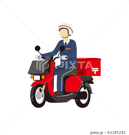 郵便配達 郵便 郵便局 郵便屋 オートバイ バイク スクーターのイラスト素材
