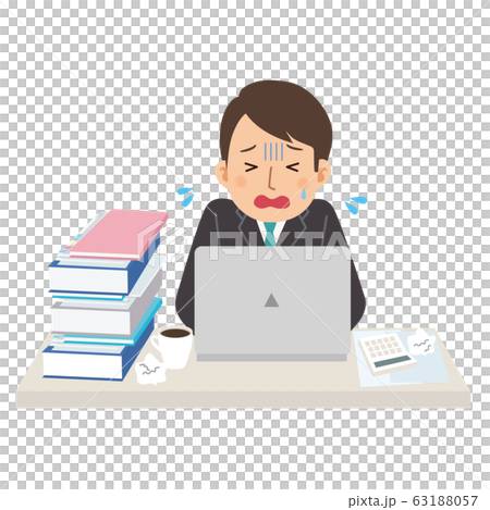 残業するビジネスマン ハードワーク 過労 ストレス 激務のイラスト素材 残業するビジネスマン ハードワーク 過労 ストレス 激務のイラスト素材