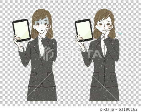 スーツの女性-タブレットPC-ショック-困惑 スーツの女性-タブレットPC-ショック-困惑 63190162