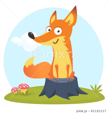 Cute cartoon fox. Vector illustration 63191217