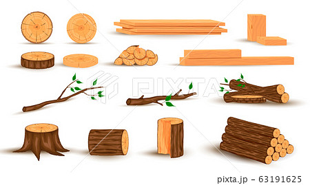 Set Of Lumber And Industrial Woodのイラスト素材 Set Of Lumber And Industrial Woodのイラスト素材
