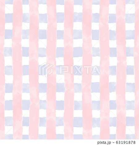 Vector watercolor grid blue and pink stripes seamless. Repeating hand drawn background. 63191878