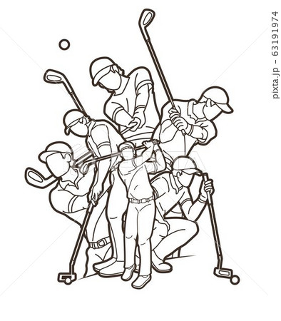 Golf players Golfer action cartoon sport graphic vector. 63191974